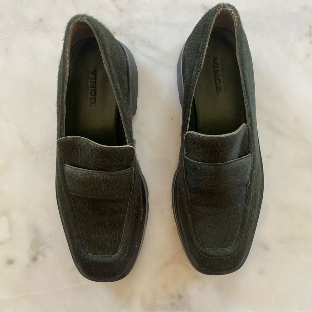 Vince Olive Green Suede Chunky Loafers - Picture 3 of 10